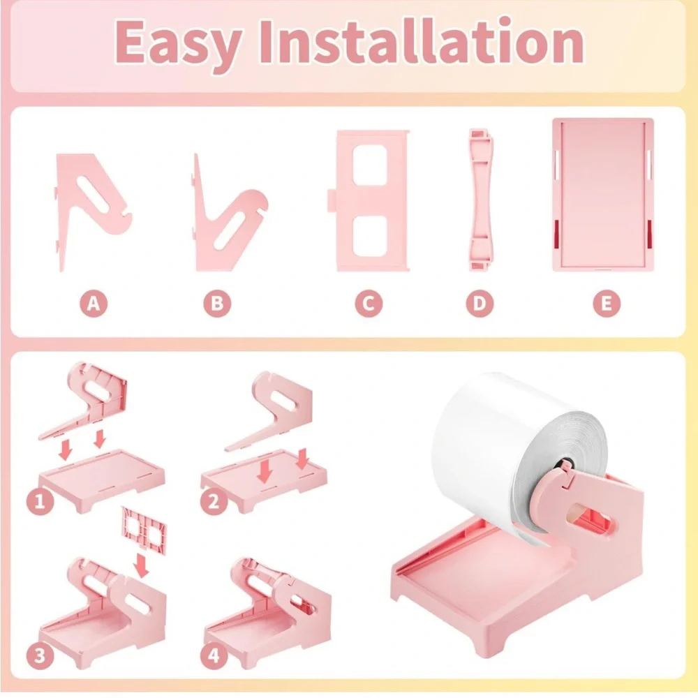 NEW! Shipping Label Holder for Rolls & Fan-Fold Labels Thermal Label Print Pink